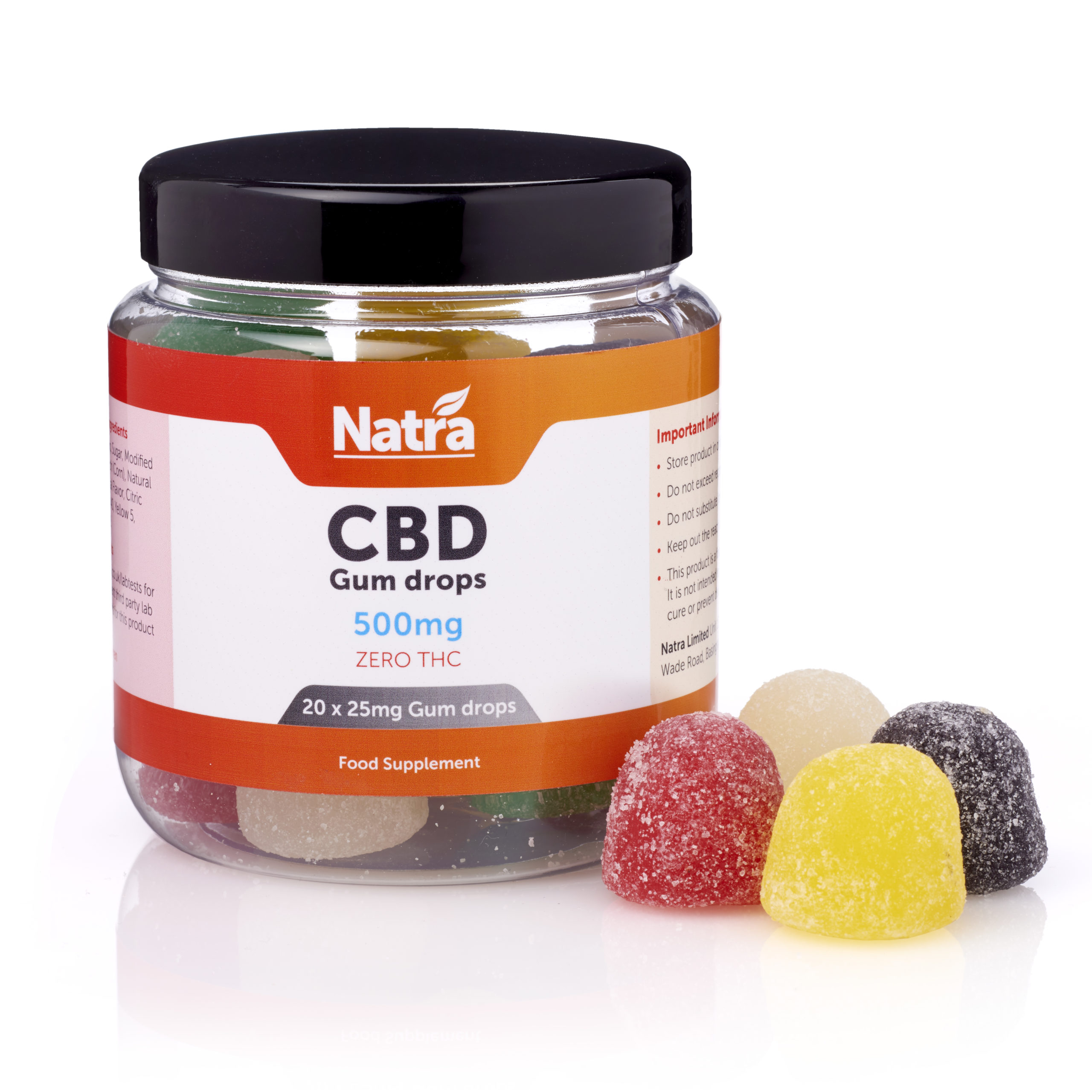 Natra CBD Gum Drops 500mg with Gum Drops_REFLECTION