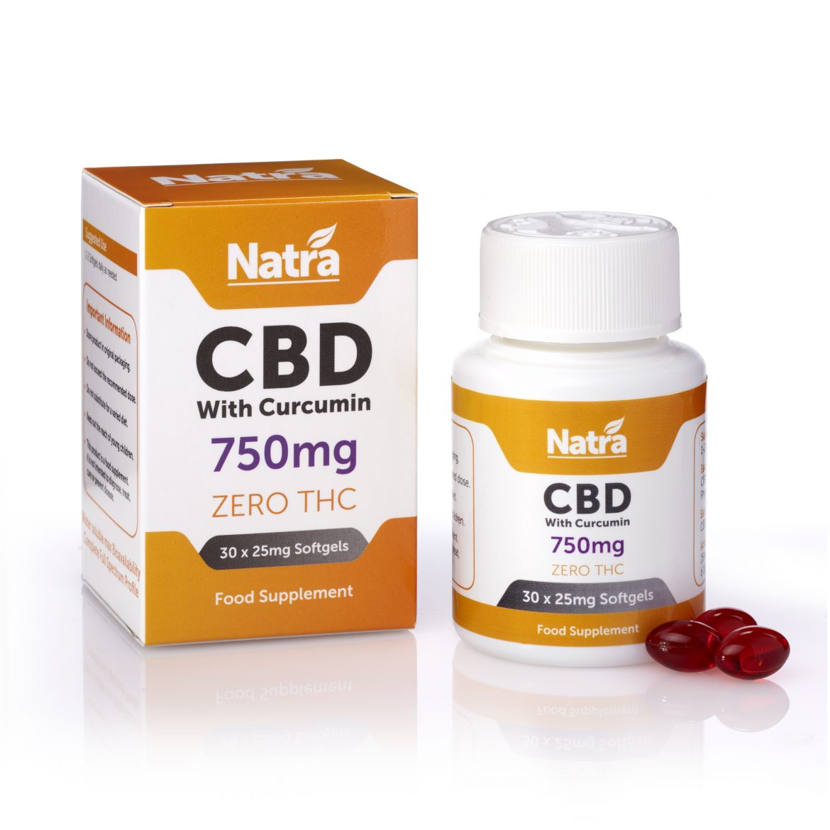 Natra CBD with Curcumin 750mg Group & Softgels_REFLECTION